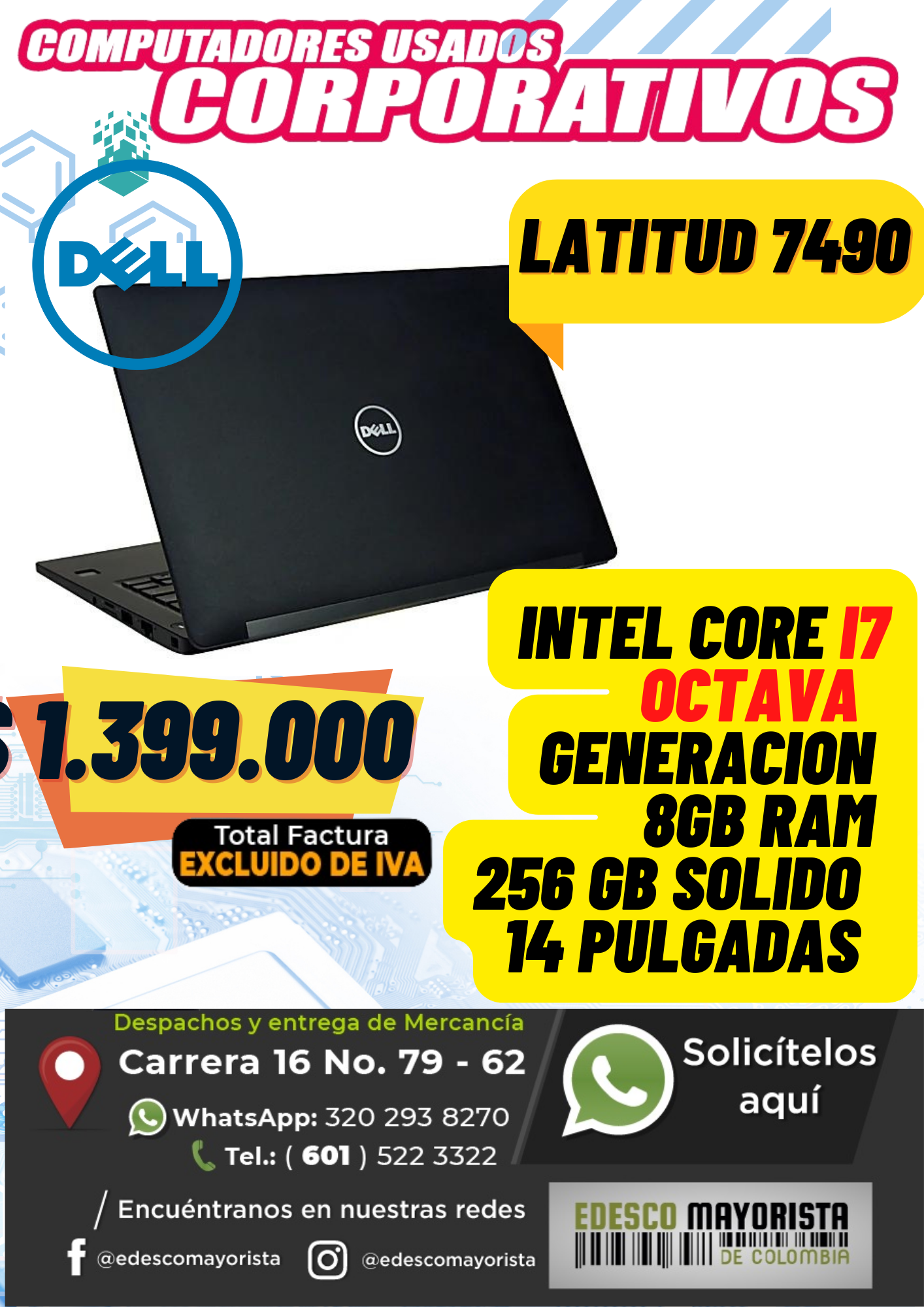 Dell 7490 core i7 14 pulgadas